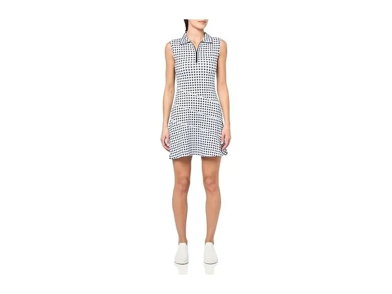 Fkeep Women's Tennis Golf Dress Zipper V-Neck