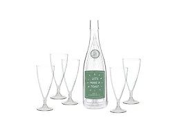 Santa Barbara Design Studio Acrylic Champagne Bottle with 5 Nesting Glasses, 11.25-Inches, Let's Toast