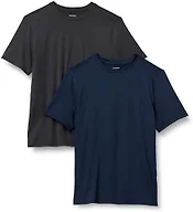Amazon Essentials Men's Active Quick Dry Moisture Wicking Tech Stretch Lightweight Short-Sleeve T-Shirt, Pack of 2, Heather Graphite/Navy, Small