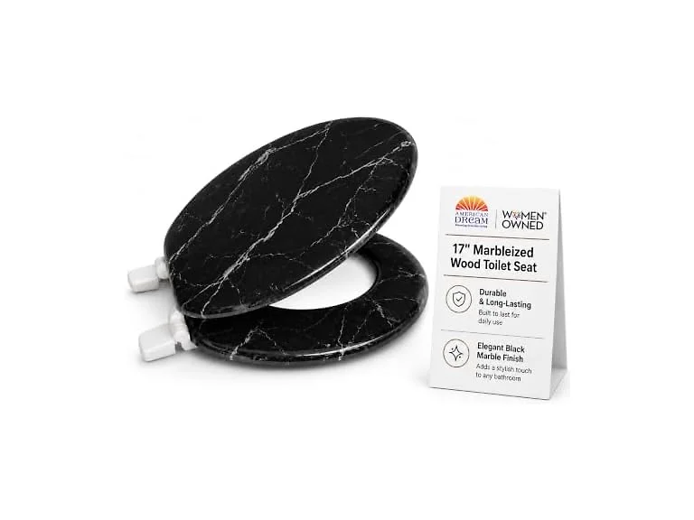 American Dream 17" Marbleized Wood Toilet Seat ? B