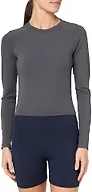 GGOV Womens Long Sleeve Crop Workout Tops Yoga Cropped Top Gym Shirts Athletic Clothes Slim Fit Grey