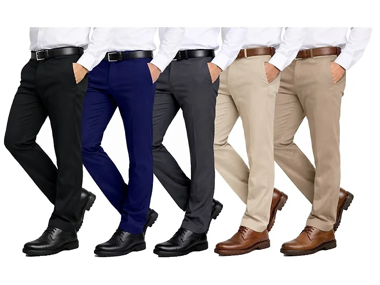 2Pk Asst Mens Slim Stretch Dress Pants
