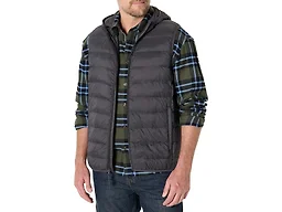 Amazon Essentials Men's Regular-Fit Lightweight Water-Resistant Hooded Puffer Vest, Charcoal, Small