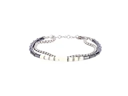 Iron Saints LGR-10-004B-04 Mens Hematite Bead Bracelet Wh