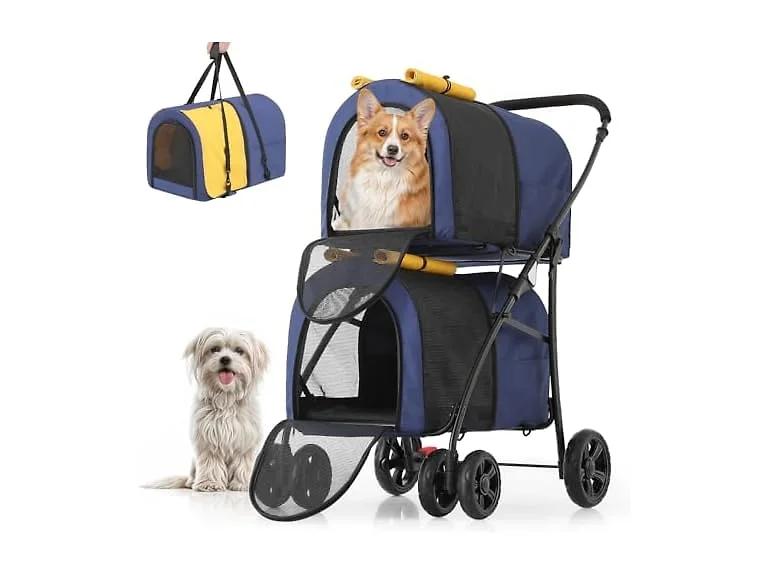 MoNiBloom Double Dog Stroller, Black/Gray