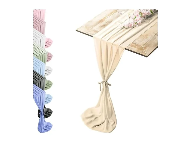 Silky Touch Chiffon Table Runner Set - 29" x 120" Ivory