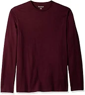 Amazon Essentials Men's Slim-Fit Long Sleeve Cotton T-Shirt, Crew Neck, Burgundy, X-Large