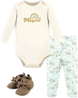 Hudson Baby Unisex Baby Cotton Bodysuit, Pant and Shoe Set, Magical Rainbow Long Sleeve, 9-12 Months