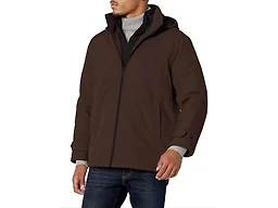 Dockers Men's Dwight Soft Shell Bib Jacket, Dark Brown Hooded, X-Large
