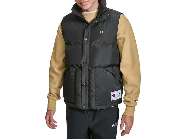 Champion Men (S) Puffer Logo Vest Black