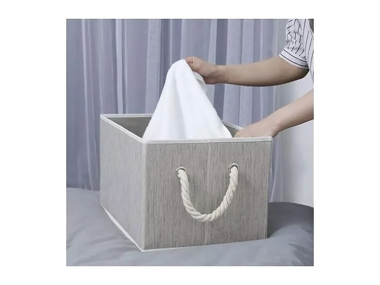 CROS Fabric Storage Bins 2 Pack with Rope Handles Beige