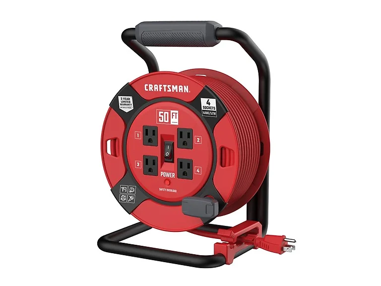 CRAFTSMAN Cord Reel 50ft 14AWG with 4 Outlets