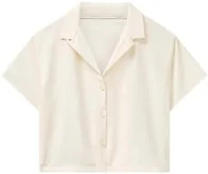 Outdoor Voices Womens Solarcool Tourist Shirt, Lightweight Button-Down Top for Warm Weather, Breathable Stretch Fabric, Short Sleeve Camp Collar Shirt for Travel and Everyday Wear, Milk Stone, Large