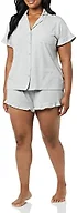Amazon Essentials Women's Cotton Modal Short Pajama Set - Discontinued Colors, Grey Heather, 1X