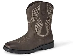 Amazon Essentials Men's Square Toe Western Cowboy Boots, Brown, 11