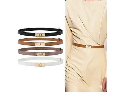 Womens Skinny Leather Adjustable Belt