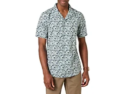 Amazon Essentials Men's Vacation Cotton Button-Down Short Sleeve Resort Shirt, Blue Floral, Medium