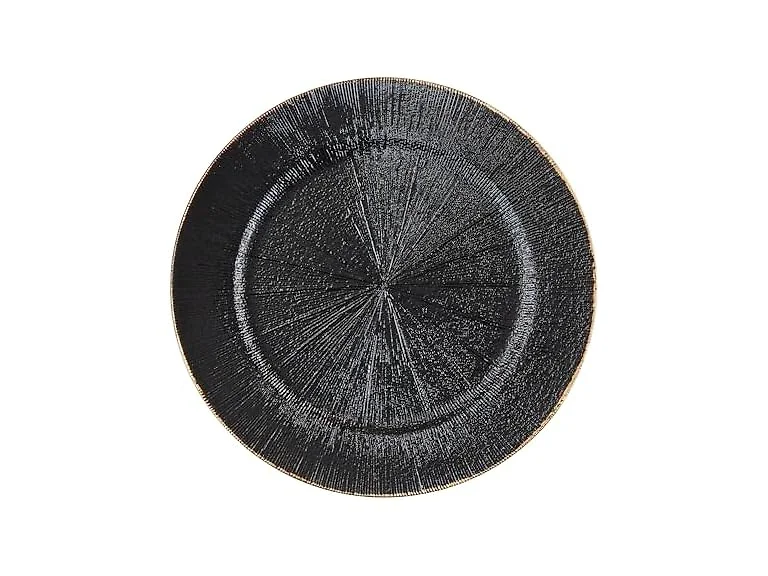 SARO LIFESTYLE Textured Decorative Charger Plates (Set of 4) Black
