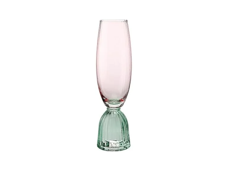Champagne Flute Cocktail Glass, 8-Ounce, Green Pink 