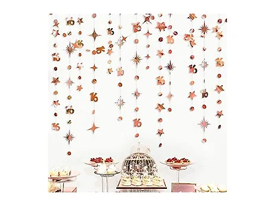 Rose Gold Number 16 Circle Dot Twinkle Star
