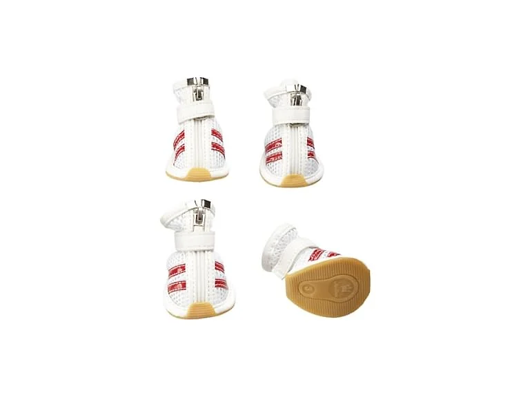 Pet Life Spring Mesh Shoes: White/Red, Large
