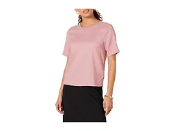 Amazon Essentials Women's Regular-Fit Georgette Short Sleeve Top, Mauve, Large