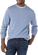 Amazon Essentials Men's Cable Knit Long-Sleeve Crewneck Sweater, 100% Cotton, Big & Tall Options Available, Dusty Blue, X-Large