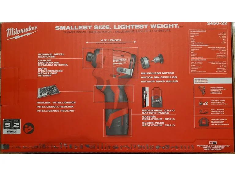 Milwaukee 3450-22 M12 12V 1/4in Impact Driver Kit