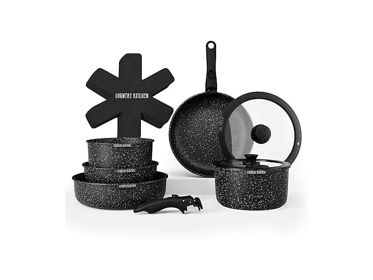 Country Kitchen Cookware Set with Removable Handle