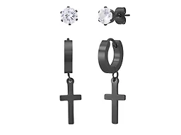 Saffron LGR-54-002E Unisex Cross Hoop & Stud Earri