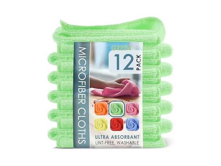 Hearth & Harbor 12 Pack Microfiber Washcloths, Green