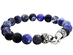 Blackjack Jewelry S-BJB244SD Genuine Sodalite Bead Bracelet  