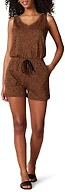 Amazon Essentials Women's Studio Terry Romper, Summer Casual Gym Exercise, Black Brown Animal Print, X-Small