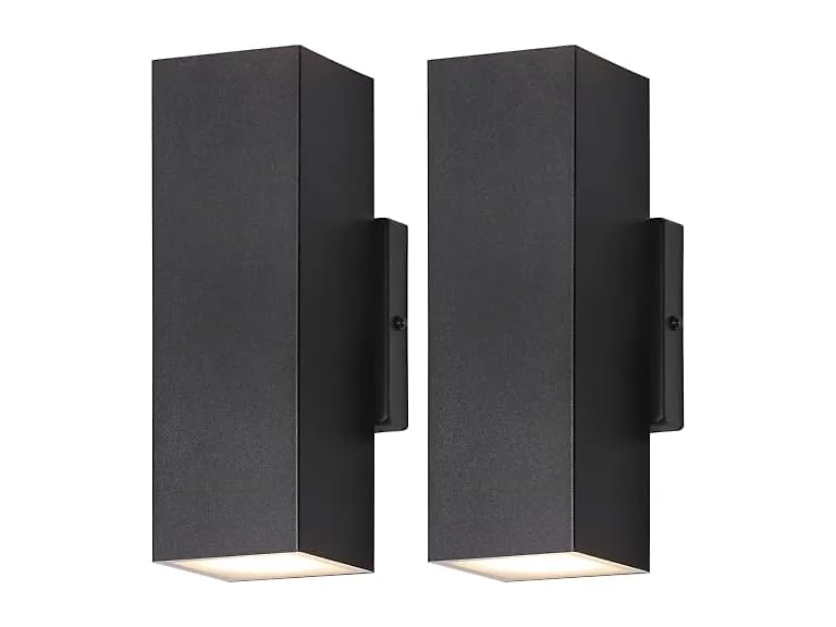 2-Pack Outdoor Wall Lights, Modern LED Up and Down Lights, Black