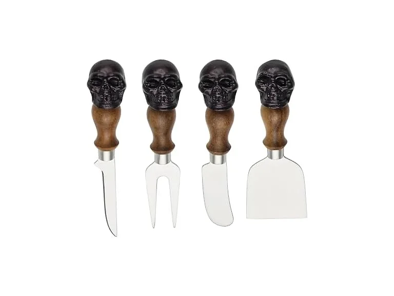 Oneida Serving Utensil Set, Skull Mirror Cheese Knives