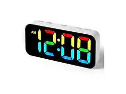 Catrne Digital Clock with 13 Color Night Light, White