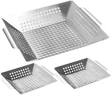 Anveena 3 Pack Heavy Duty Stainless Steel Grill Baskets