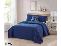 Bibb Home 2018 Navy 4-Pc Solid Quilt Set Full/Queen