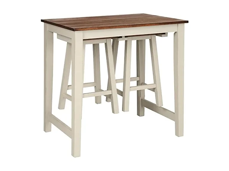 LDAILY 3Pc Bar Table Set, Brown/White