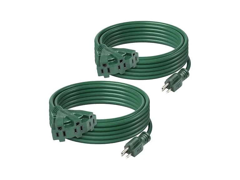 BN-LINK 25Ft Outdoor Extension Cord 16/3 SJTW with 3 Outlets, 2-Pack