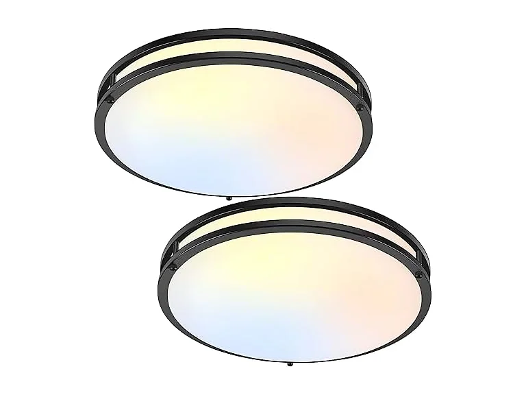 TOBUSA 50W 5600lm Bright LED Ceiling Lights Matte Black, 2 Pack