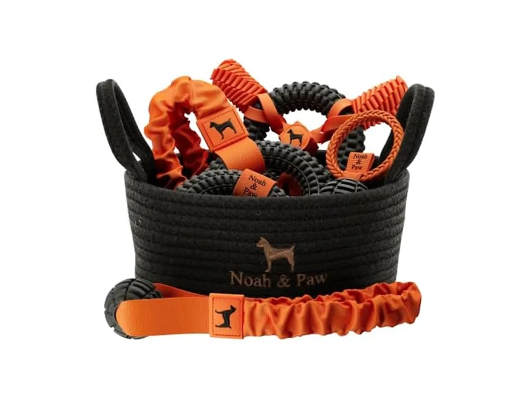 NOAH & PAW Luxury Dog Toy Gift Basket- Black Rubber