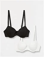 Amazon Essentials Women's Underwire Lightly Padded Demi Cup Microfibre Bra, Pack of 2, Black/White, 34D