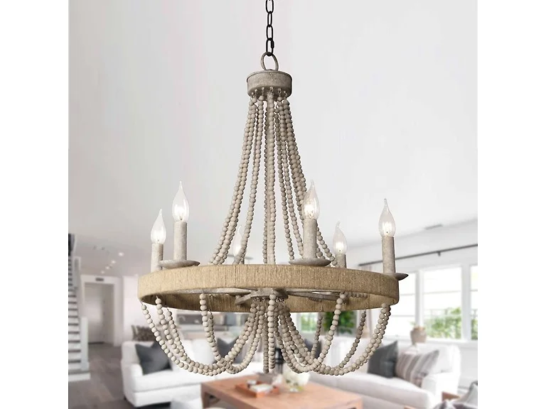 Parrot Uncle 8803-6-PU Boho Wagon Wheel Chandelier
