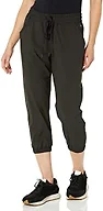 Amazon Essentials Women's Active Performance Stretch Woven 23.5" Inseam Crop Jogger Pant, Elastic Waist, Black – Original, X-Small