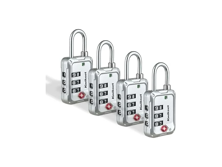 Kwikset TSA Approved Luggage Lock, 3-Digit, 4pk