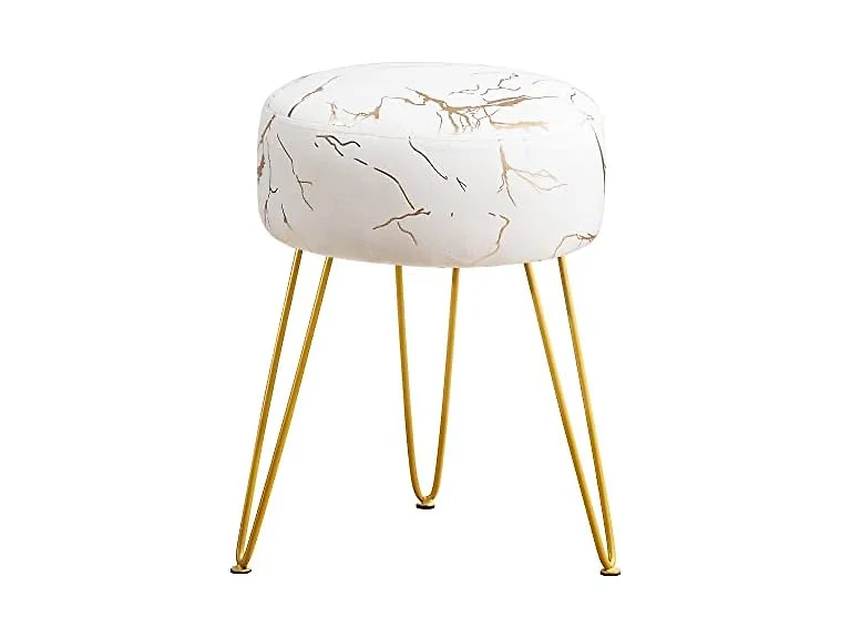 Lue Bona Beige and Gold Vanity Stool