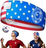 LC-dolida Bluetooth Sports Headband, Wireless Sweatproof Headband Headphones for Soccer Fans, Soft Washable Music Headband for Game Day Outdoor Sports Running