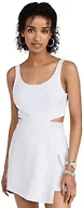 Outdoor Voices Women’s Court Dress, Sleeveless Scoop Neck Athletic Dress for Tennis, Travel, and Everyday Wear, Brilliant White, XL