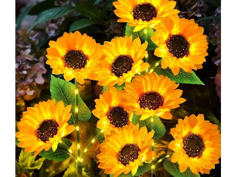 Hakol 3 Pack Solar Garden Lights with 9 Sunflower Lights